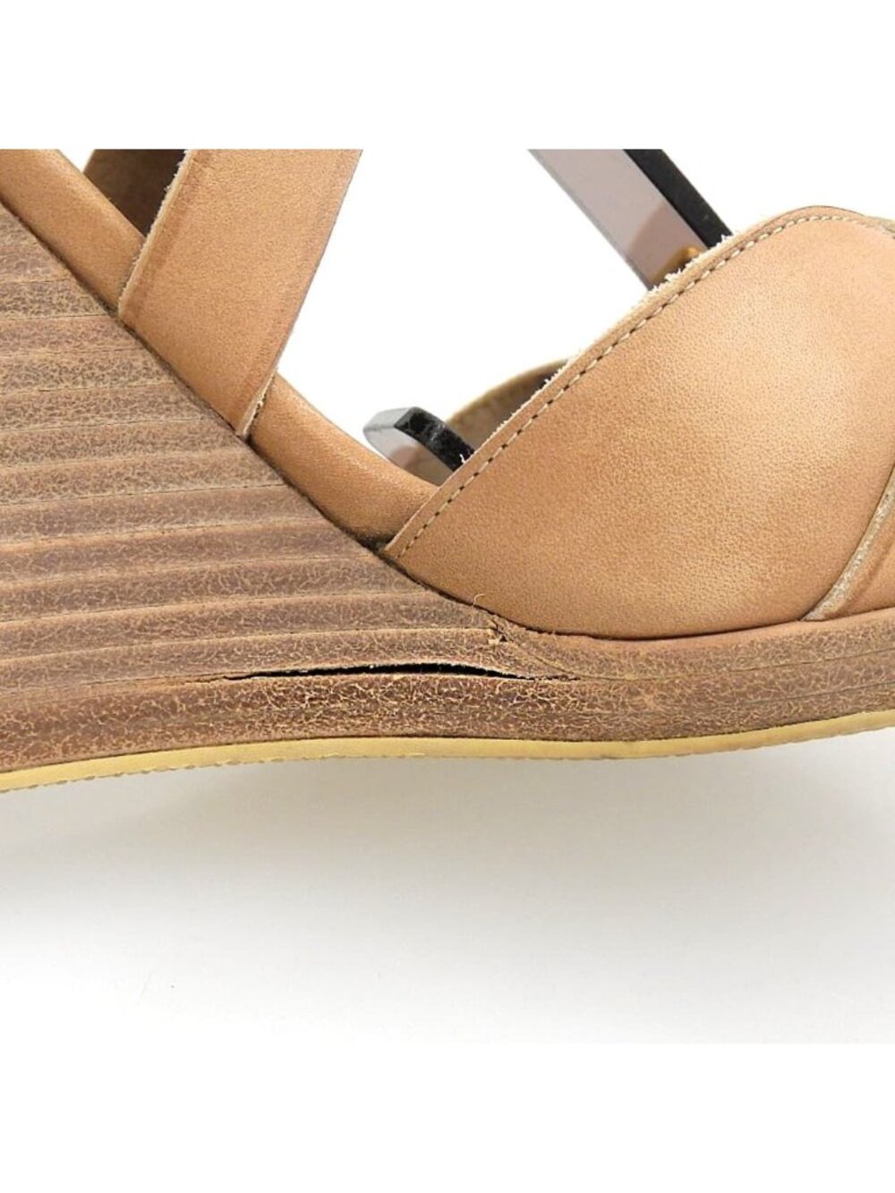 Hermes Wedge Sole Strap Leather Sandals Shoes Brown to - Picture 3 of 6
